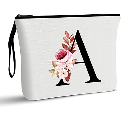 Vavabox Beauty Case Con Iniziali Personalizzate Dalla A Alla Z, Regalo Di Compleanno Per Donne, Regalo Per Sposa, Damigella D'onore (S, 01-Nero