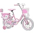 Touch of Venetian 12" 14" 16" Girls Children Bike with Stabilisers Wheels Bell Kids Bike for Ages 2-9 Years Old Pink Bicycle Multiple Colors Bow Pink Purple Unicorn Rainbow