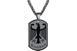 Halora Deutschland Kette Adler Herren, Edelstahl Bundesadler Halskette Männer Schmuck Geschenke für Männer Teenager Jungs Bruder, 60CM