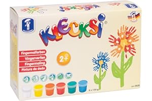 Feuchtmann KLECKSi Basic Maxi | 6 x 150g Fingermalfarbe | hautfreundliche Malfarben | ungiftig, auswaschbar | kreatives Malen für Kinder ab 2 Jahren