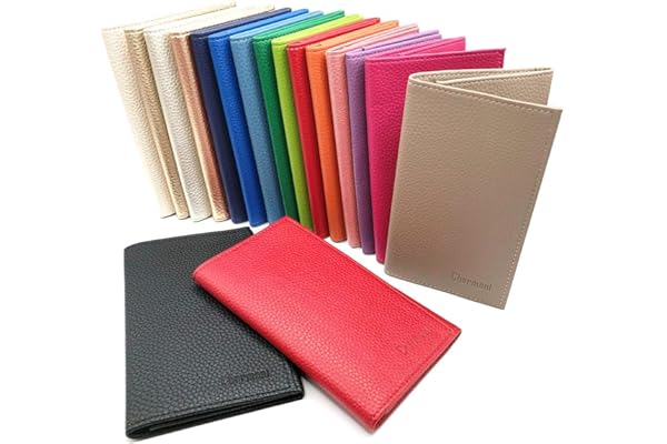 Charmoni - Etui Porte Papiers Voiture Permis de Conduire Carte Grise Homme Femme en Cuir Vachette (Grainé Noir)
