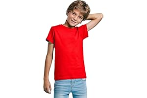 KINKIES Camiseta de Colores Manga Corta 100% Algodón para niños - Camiseta Unisex Cuello Redondo, cómoda, Suave, Lisa y Elegante