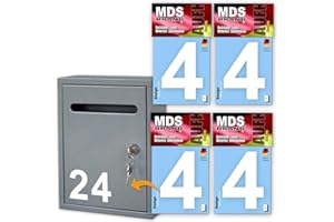 ‎MDS BRAND MDS Brand Design 10cm Zahlen Aufkleber | Selbstklebende Klebezahlen für Briefkasten, Mülltonne, Hausnummer Aufkleber für Außen & Innen Weiss (4)