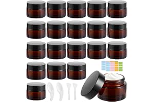 LOPYXBR 20 stycken krämburkar för fyllning 30 ml, krämbehållare brun, glasstämplar 30 ml med lock för kräm, gräddburk med loc