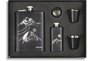 PEPOYO AI Hip Flask Set 260 ml Stainless Steel Whisky Pot Mini Schnapps Bottle Upscale Portable Alcohol Gifts (Grey Outdoor)