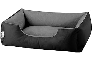BedDog Hundebett LUPI, Hundekissen mit Abziehbaren Waschbaren Bezug, Hundekorb, Hundesofa, für Kleine Hunde, S, schwarz-grau