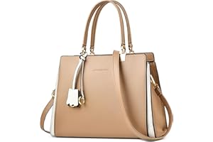 DEEVORCA Elegante Bolsos de Mujer Moda Ligero Bolso Bandolera con Mango Gran Capacidad Bolso Tote para Compras Diario Viajes Trabajar Casuale PU Cuero Señoras Bolsa Mensajero Caqui