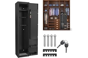 XINZI Waffenschrank mit Elektronikschloss Langwaffenschrank Waffentresor Kurzwaffen Munitionsschrank Stahlblech Waffenhalter für 3-5 Gewehre