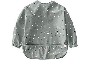 Nombear ® Baby Weaning Bib with Sleeves - Waterproof Baby Bibs for 6-12 Months for Baby Led Weaning, Coverall Bibs for Baby Feeding, Baby Bibs with Sleeves for Toddlers, Apron Bibs for Babies