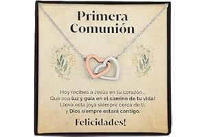 SOFIA FERRER Regalos Para Primera Comunión, Collar Plata 925, Regalo Niña 8 A 12 Años, Colgante Corazones Plata De Ley, Ideas Regalo Comunión Niña Originales