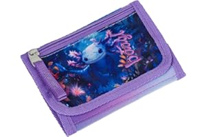 Baagl Pochette tour de cou pour enfant - Portefeuille pour garçon - Porte-monnaie, mini porte-monnaie, monnaie, Axolotl