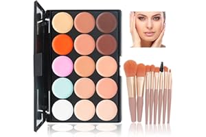 WishesMar Concealer Palette Color Corrector Augenringe fit You Make Up Camouflage Concealer 15 Shades Farbe mit 8 Stöcke Make-up Pinsel für Tägliche und Professional Make up #C