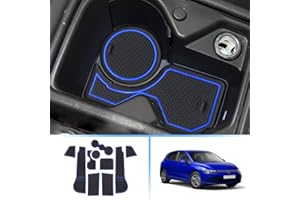 Coleya Tappetini Antiscivolo Compatibile con VW Golf 8 2020-2024, Tappetini in Gomma per Console Centrale, Portabicchieri, Cuciture Porta, Braccioli, Golf 8 Accessori Tappetino per Auto (Blu)