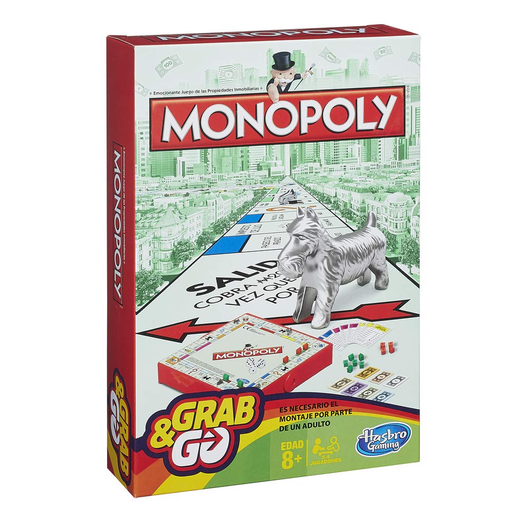 Hasbro Gaming Grab & Go, Monopoly, Juego de Mesa en Formato Viaje, Ideal para Fiestas con Familia y Amigos, Dinero de Juguete, para Niños y Niñas, Juguete para Fiestas - Imagen 3