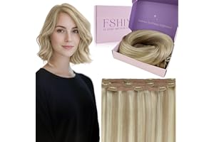 Fshine Extension Clip Capelli Veri Biondo Cenere Scuro Con Highlighted Del Biondo Dorato Extension Human Hair Clip 3Pcs 50g 30cm Extension Clip Capelli Umani Lisci 16P22