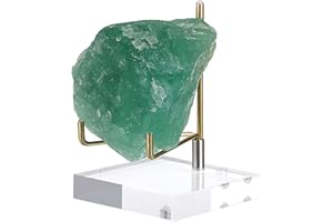 BTSKY Cavalletto Espositore per Braccio in Metallo Dorato Regolabile di Grandi Dimensioni con Base Quadrata in Acrilico, Espositore per Monete in Corallo Fossile Agata Minerale Roccia Geodi