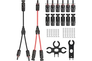 DERUXI Y Branch Parallel Connector MMF+FFM(1 Pair), 6 Pairs of Solar Panel Cable Connectors Male/Female with IP68 Waterproof, 2Pcs Solar Panel Tool Spanner for Parallel Photovoltaic Connection