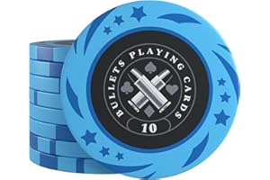 Bullets Playing Cards, 25x Kunststoff Pokerchips Janice für Pokerset, Wert 10, 4cm Durchmesser, Gewicht 12g