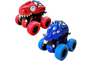 AUTOMP Monster Car Toy Set, Pull Back Car with 360° Rotation Off-road Friction Powered Vehicle Toy, Push and Go Car Toys for 3+ Year Old Boys Girls Birthday Gift(2 Pack)