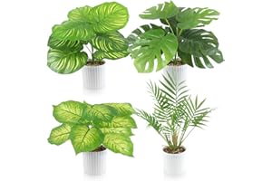 INSANYJ Fausses Plantes, 4 Pièces 35cm Plantes Artificielles Interieur, Vert Plante Artificielle Plastique Fausse Plante avec Pot S’Applique à Decoration Maison Salon Chambre Bureau Cuisine