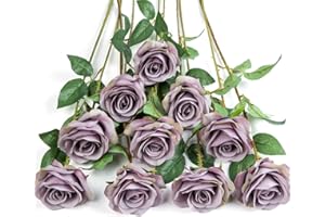 DuHouse Künstliche Rosen, künstliche Seidenblumen, Brautsträuße mit einzelnen Langen Kunststoffstielen für Arrangement, Hochzeit, Tischdekoration, Party, Heimdekoration