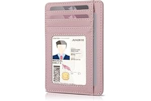 Teskyer Portefeuille Femme, Porte Carte Bancaire, Porte Cartes de Credit, Petit Portefeuille Femme, Protection RFID, Similicuir, Design Minimaliste, Rose