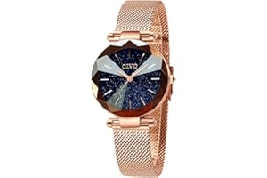 CIVO Orologio Donna Acciaio Inossidabile Oro Rosa Orologio da Donna Elegante da Polso Orologio Stelle Donna Orologio Pelle Bracciale Donna Analogico Quarzo Regalo Donna