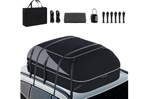 BCIYIIYIC BCIYIYIC car roof Box 21 Cubic feet Foldable roof Box Storage Box, Waterproof roof Packaging roof Frame Packaging Storage Box Suitable for All Vehicles with/Without Luggage Racks (Grey/Black) 1000D