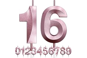 MAKOTO NOBU 16th Geburtstagskerze, 3D Design Roségold Glitter Nummer Kerzen, Cake Topper Dekorationen, Kuchen Kerze für Geburtstagsparty, Hochzeitstag, Baby-Dusche, Party-Dekoration