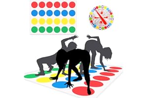 Wirhaut Twisting Game for Kids, Floor Mat Games with Spinner Funny Balance Floor Play Mat with Game Turntable Twisting Party Game Indoor Outdoor Games for Children & Adults, Team, Family, Party