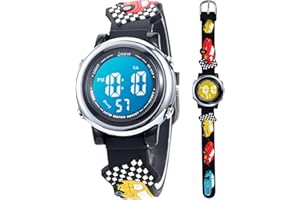 Mamiddle Orologio Digitale per Bambin Orologio Sportivo a Cartoni 3D per Ragazze Ragazzo con Sveglia Data Cronometro LED 3ATM