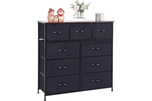 LYNCOHOME Kommode mit Schubladen aus Stoff, Sideboard Wohnzimmer mit 9 Stoffschubladen, kommode Schlafzimmer Flur, komode komodenschrank flurschrank für Küche Büro Flur Schlafzimmer