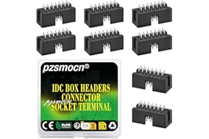Pzsmocn 20 Pièces IDC 2 * 7 Double Rangée 2,54 mm Pas JTAG ISP 14 Broches Droite Insert Connecteur De Boîte Adaptateur Câble Mâle Socket Terminal, pour Projets d'Appareils Électroniques PCB.