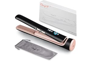 CkeyiN Pro Céramique Lisseur Cheveux sans Fil,2 in 1 Fer à Lisser et Boucleur Rechargeable par USB,Mini Lisseur de Voyage Portable sans Fil,3 Niveaux de Températures,Batterie 5200 mA,Double Tension