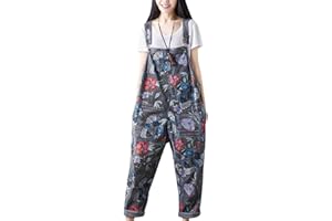 Youlee Donna Pantaloni Larghi Denim Salopette Tutine Pantaloni