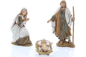 Moranduzzo Natividad 3 Figuras para Belén de 10 cm – Standard 10 – Escala 1:20 – Figuras irrompibles, pintadas a Mano, Escultor M. Landi, Made in Italy