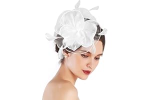 Silom Fascinators Wedding Hat for Women, Cocktail Tea Party Headwear Flower Mesh Feather Fascinator Girls Flower Hair Clip Fascinators Hat Bridal Headpiece Wedding Church Hats