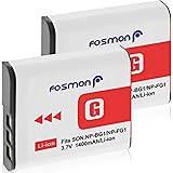 Fosmon 3.7V 1400mAh (Entièrement Décodé) pour NP-FG1 / NP-BG1 Remplacement Li-Ion Batterie (2 Pack), Conception pour Sony Cyb