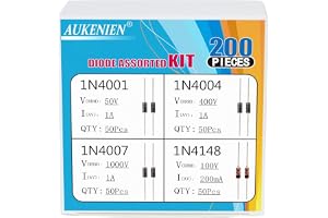 AUKENIEN 4 värden 200 stycken diverse dioder kit kopplingsdioder 1N4148 IN4148 likriktningsdiod 1N4001 IN4001 1N4004 IN4004 1