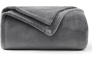WAVVE Manta Franela para Cama 90, Manta para Sofá 150x200 cm, Manta de Microfibra, Suave, Cálida, Transpirable (Gris)