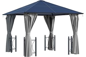 Outsunny Pavillon, Gartenpavillon, Partyzelt mit Seitenteilen, PC Dach, Alu, Schwarz, 300 x 300 x 260 cm