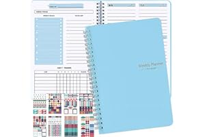 DABBOO Terminarz tygodniowy, 52 arkusze, planer tygodniowy z 8 naklejkami do planowania A5, planer dzienny, notatnik, blok do samodzielnego wypełnienia, jako kalendarz książkowy, kalendarz ucznia, notatnik,