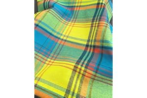 TISSUS ET NAPPES WESTEEL Tissu Madras Antillais Guadeloupe - par 50cm - 11 Coloris Oeko-Tex® 150g/m² Pour Costumes, Ameublement, Robes, Jupes antillaises (bleu jaune)