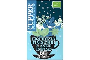 CUPPER Infuso Biologico Winter Liquorice Sweets, Tisana con Liquirizia, Menta Piperita e Anice Stellato, Tisane Natalizie, Filtri 100% Biodegradabili, Confezione da 20 Bustine