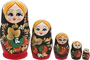 Tomaibaby 5 Stücke Holz Matroschka Puppen Figuren Valentinstag Deko Objekt Matrjoschka Dekofigur Matryoshka Russische Holzfiguren Spielzeug Silvester Tischdeko für Hochzeit Geschenke