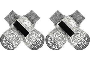 EXPAWLORER beidseitige rutschfeste Hundesocken - weicher und atmungsaktiver Pfotenschutz für Alle Hunde mit verstellbaren Riemen, Gute Traktionskontrolle für Innenraum auf den Holzboden, Grau S