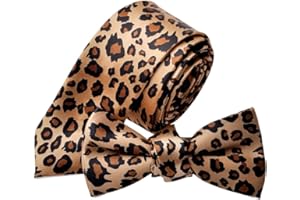 TopTie Ensemble cravate et nœud papillon, unisexe, motif léopard, marron, taille unique