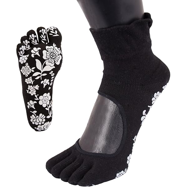 4 Paires Chaussettes De Yoga Antidérapantes - Coton, Taille 35-40 | Pour Pilates, Fitness, Ballet | Noir, Blanc, Gris, Rose