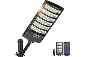 SENDALE Lampione Solare Led Esterno,IP66 Impermeabile Faro con Pannello Solari,6000K Lampione Stradale Solare Sensore di Movimento,Lampioni da Giardino Esterno Solari per Garage Strada