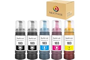 NEXTPAGE 103 Encre pour Epson EcoTank 103 compatible avec Epson EcoTank L1110‎ L1210 L1250 L3100 L3101 L3110 L3111 L3150 L3151‎ L3156 L3160 L3210 L32210 L3222 11 L3 Imprimante 250 L3251 L3252 L3260